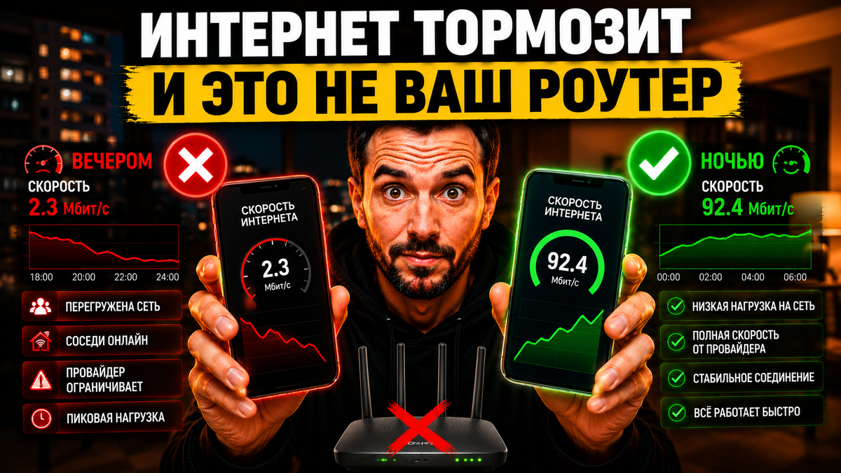 Медленный интернет по вечерам — причины падения скорости и перегрузки сети