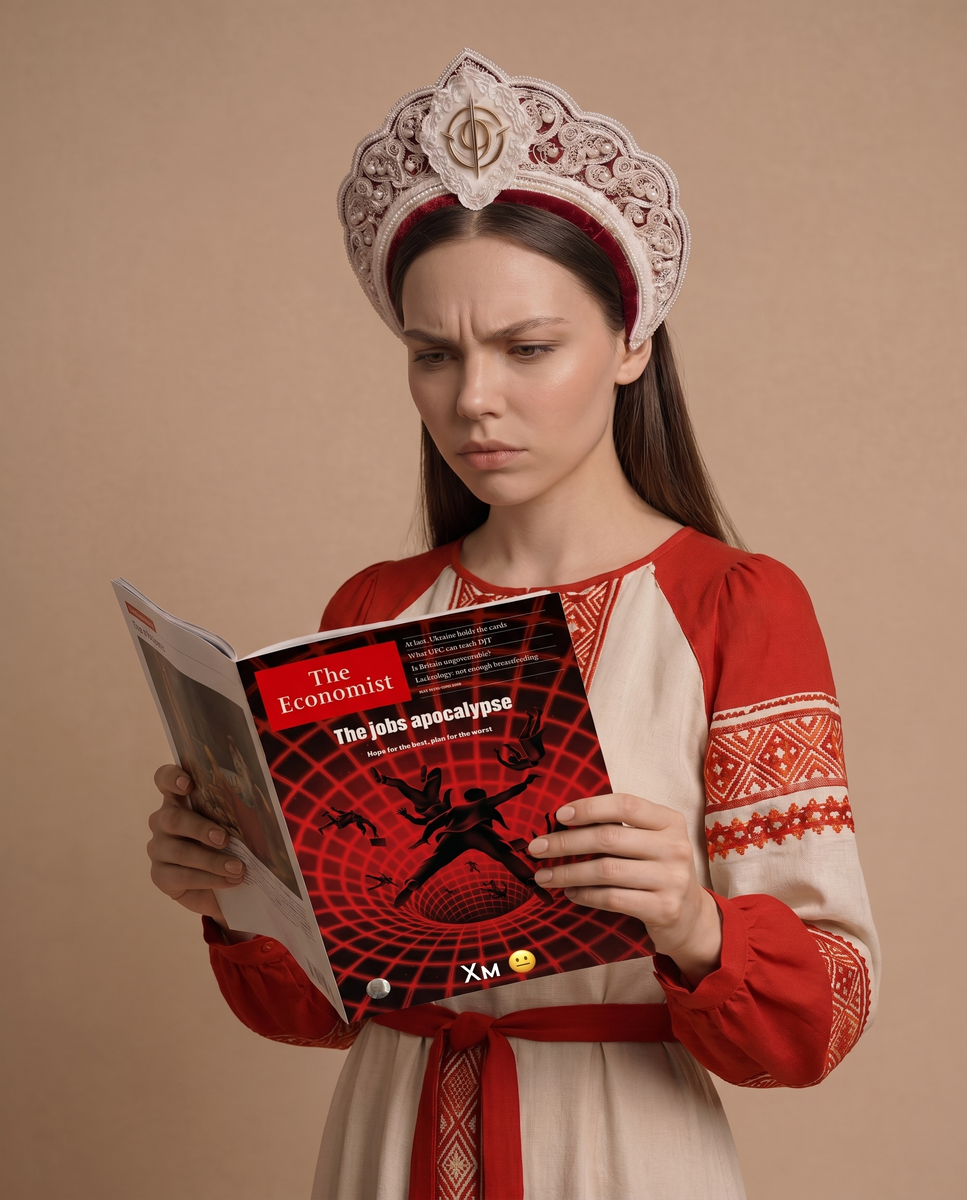 ФераФима читает обложку The Economist не как страшилку про увольнения, а как сигнал: старая модель профессии рассыпается, а на первый план выходит умение собирать системы вместе с AI.