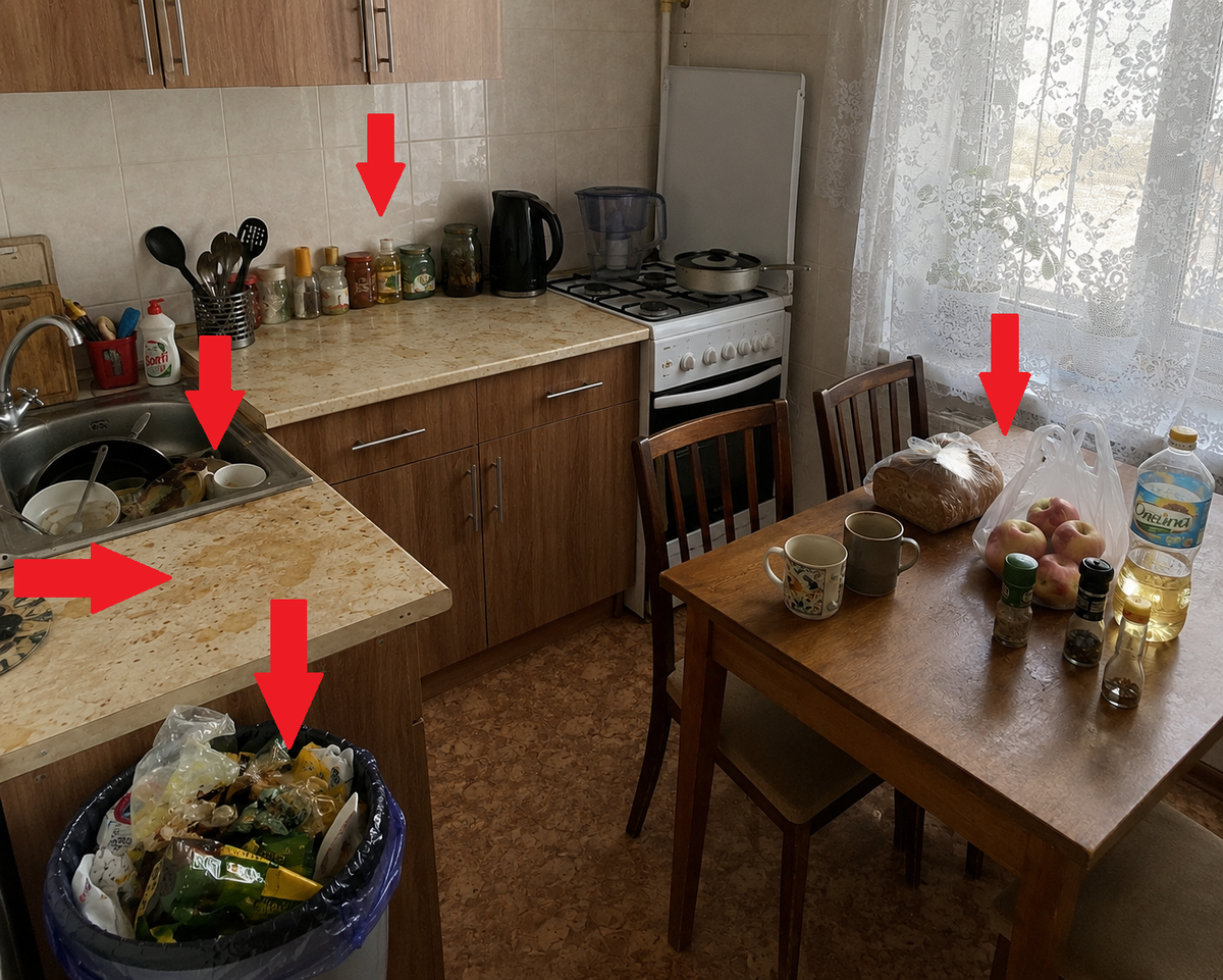На фото изображены те участки, которые в первую очередь нуждаются в уборке 