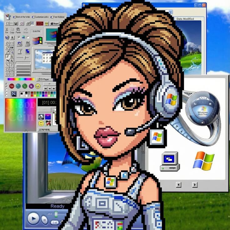 1. Y2K. Кукла Bratz в пиксельной стилизации. Иллюстрации из открытых источников.