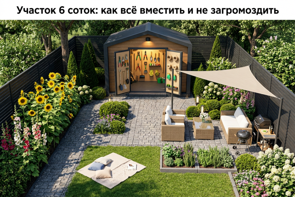    Эффективное зонирование территории 6 соток для комфортного отдыха и садоводства hozblock