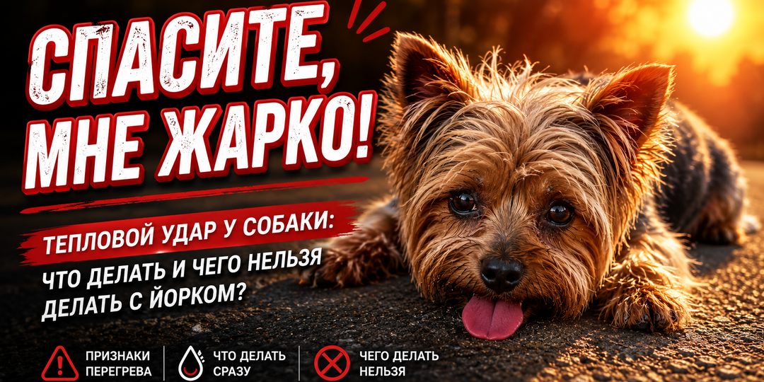 Тепловой удар у собаки. Что делать с йорком.