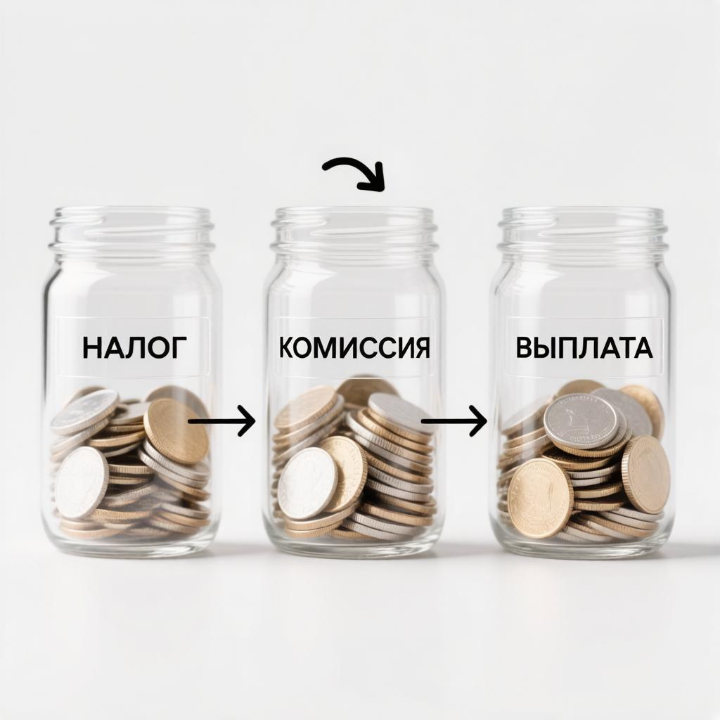 Смешение налога, комиссии и выплат