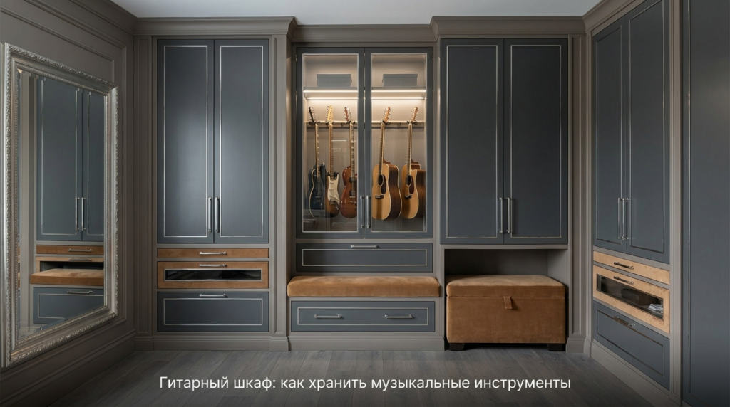    Специализированный шкаф с микроклиматом для музыкальных инструментов и аксессуаров. MDKUHNY