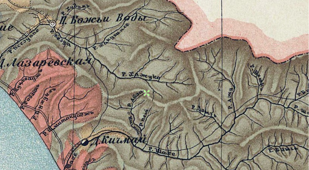 Военно-историческая карта Кубанской области 1888-1860 гг.
