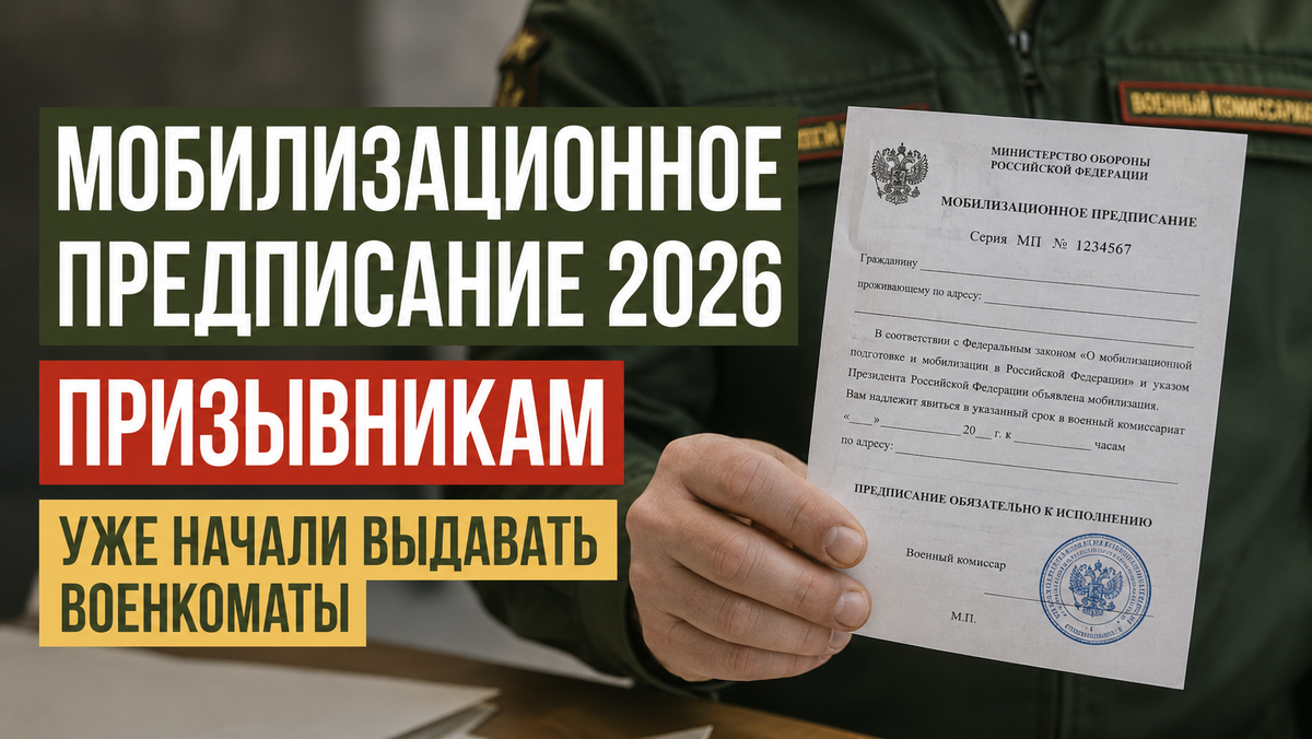 Мобилизационное предписание 2026 призывникам уже начали выдавать военкоматы 