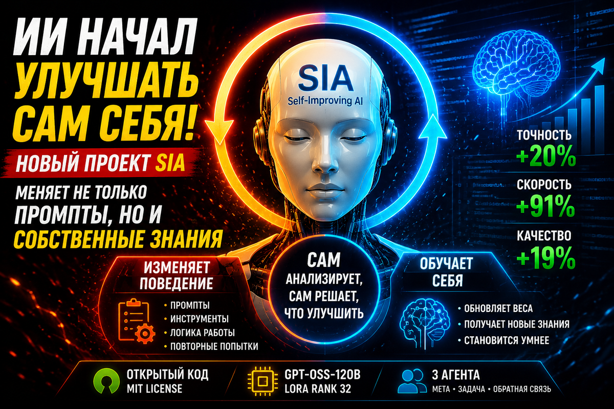 ИИ начал улучшать сам себя. Новый проект SIA меняет не только промпты, но и собственные знания 