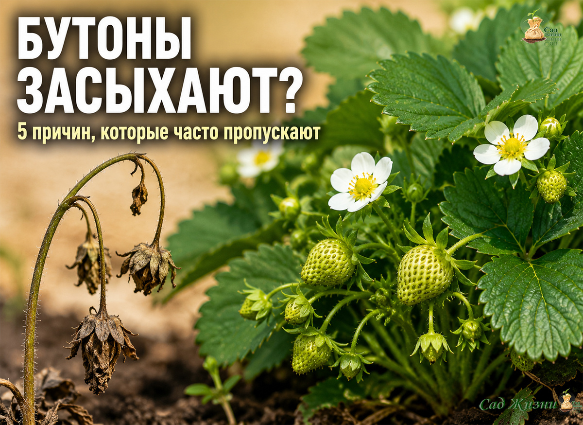 Почему на клубнике засыхают цветоносы и бутоны