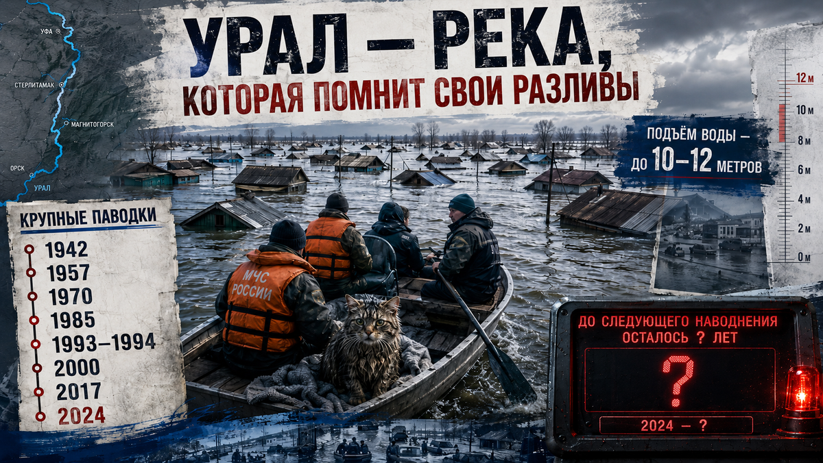 В апреле 2024 года Урал поднялся до 1187 сантиметров у Оренбурга. Почти двенадцать метров