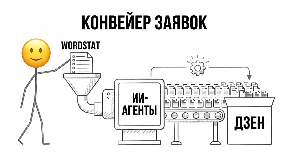 Техничная схема бесплатного привлечения клиентов из Дзен, от парсинга болей до автоматического постинга 150+ статей в месяц.