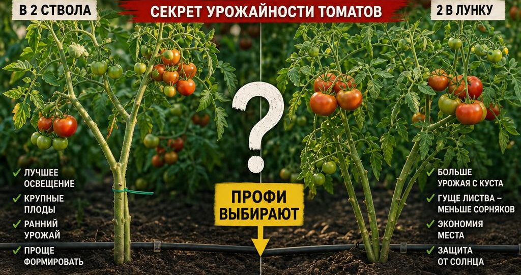 Помидоры в 2 ствола или 2 в лунку — что выберут профи? Секрет урожайности томатов. Формируем.