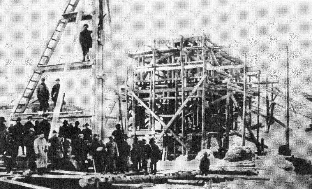 1924 год, река Тура, забивка свай
