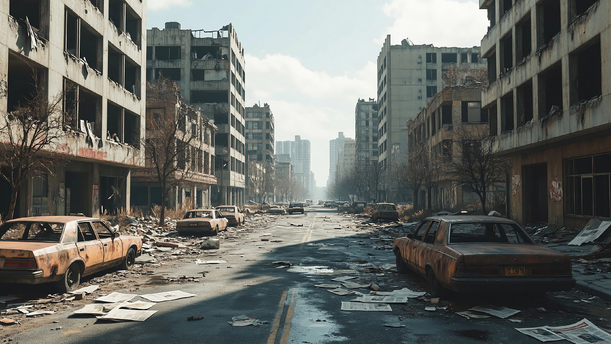 Все города находились в разрухе, и нигде не было ни единой живой души.