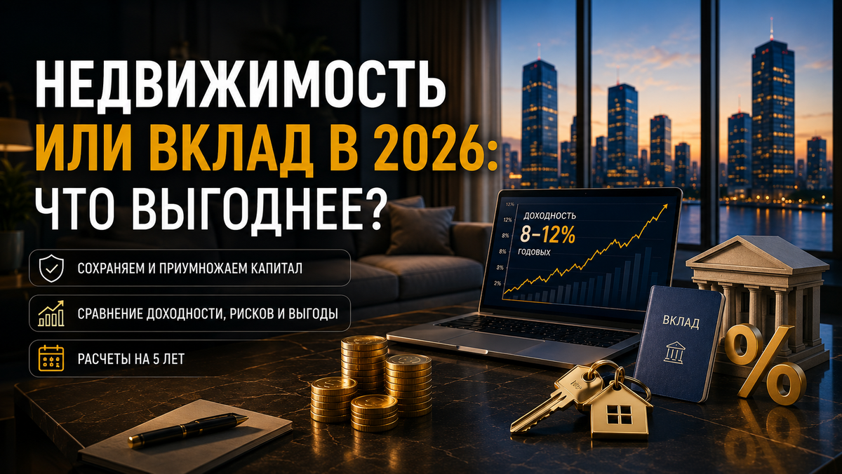 Недвижимость или вклад в 2026: сравнение доходности, рисков и выгоды 