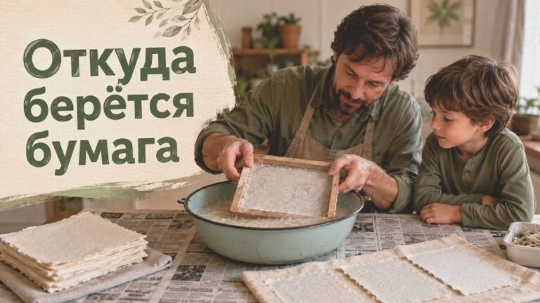    Иллюстрация к материалу: От дерева до тетрадки: как объяснить ребёнку, откуда берётся бумага
