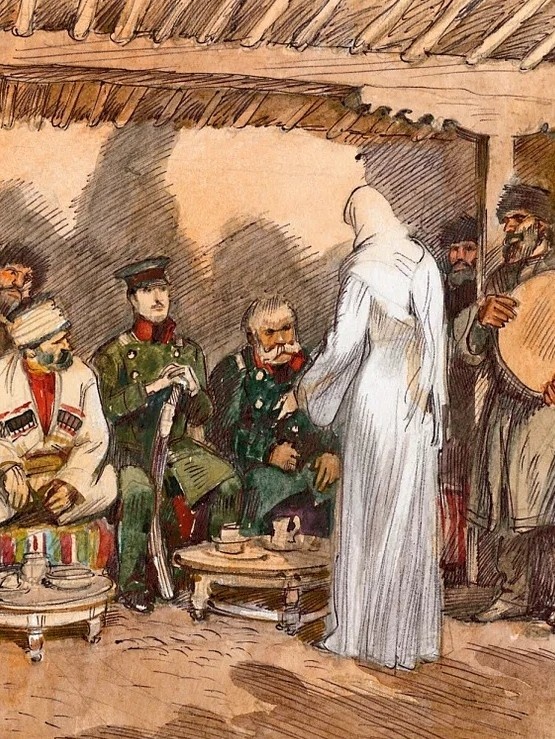 Иллюстрация из книги "Герой нашего времени". Художник: Анатолий Иткин