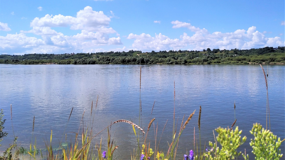 Фото автора. Вид на Елатьму с противоположного берега