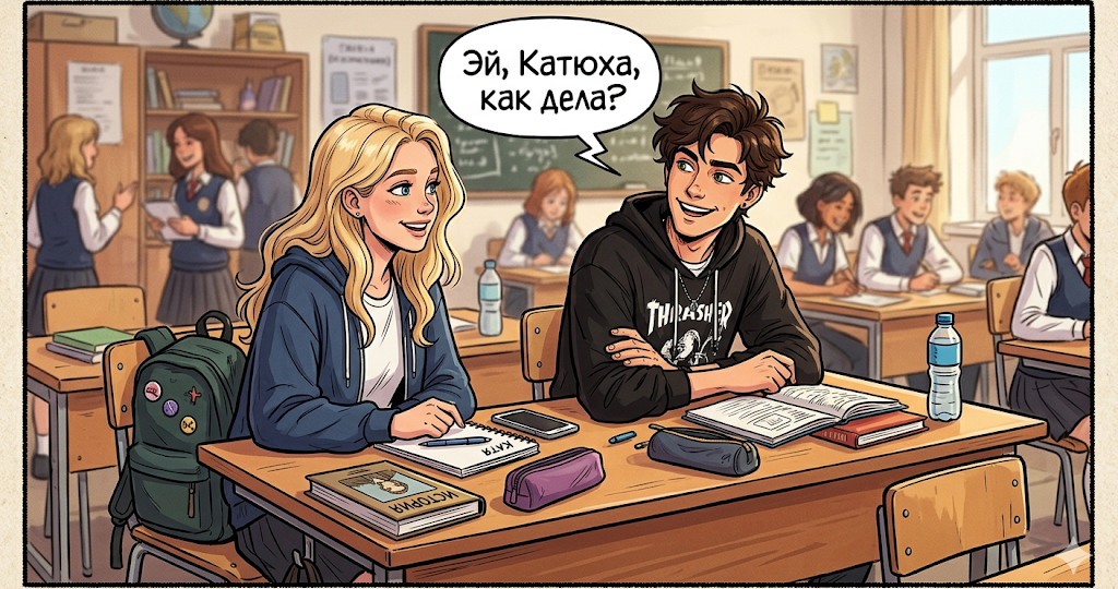Эй, Катюха, как дела? Весёлое стихотворение про алгебру и любовь