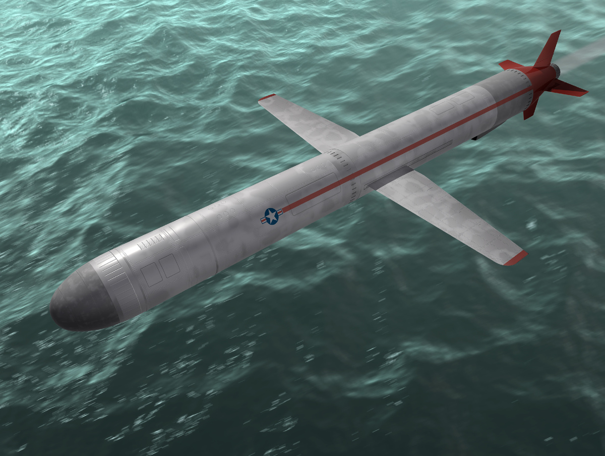 Крылатая ракета летит над морем. 3D-изображение. (©GettyImages)