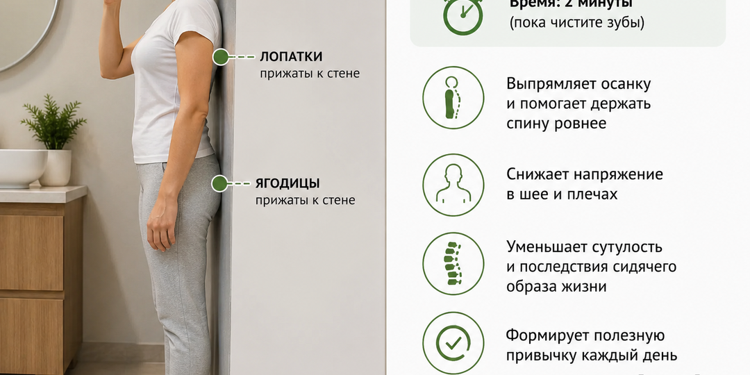 🦷 Правило двух минут: какая привычка спасет ваш позвоночник, пока вы чистите зубы?