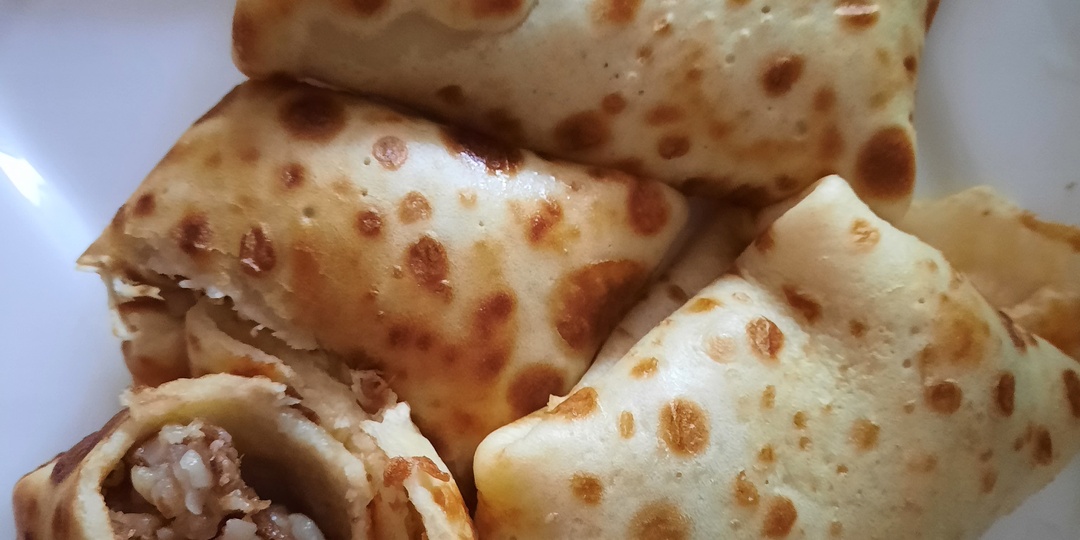 Вкус из моего детства. Блины с начинкой из рисовой каши с мясом