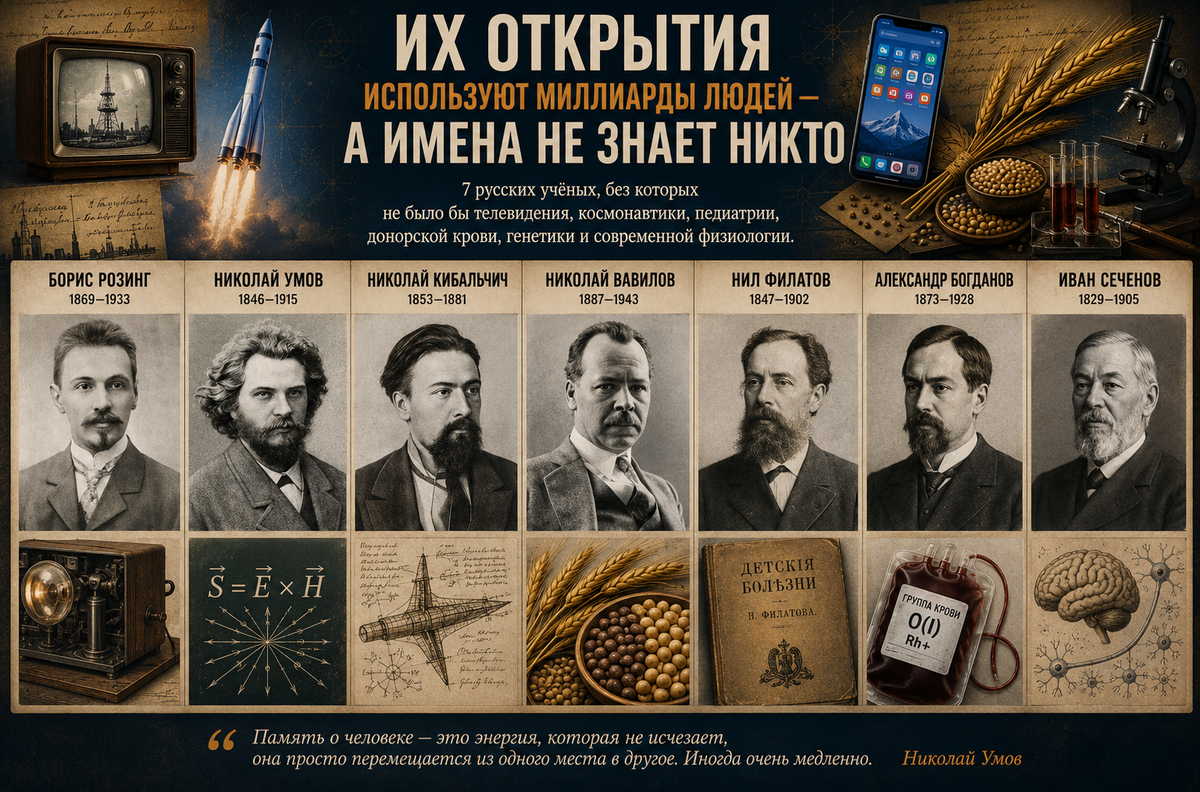 Телевидение, космонавтика, генетика, донорская кровь и современная физиология — открытия русских учёных 