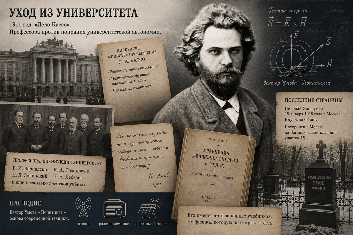 Умов ушёл из университета после «дела Кассо», но его открытие осталось в физике — даже там, где его имя забыли