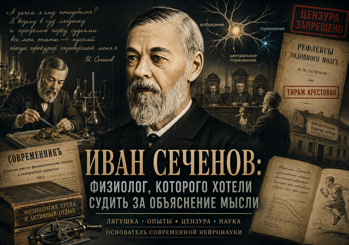 Иван Сеченов объяснил мысль через физиологию мозга — и едва не оказался за это под судом