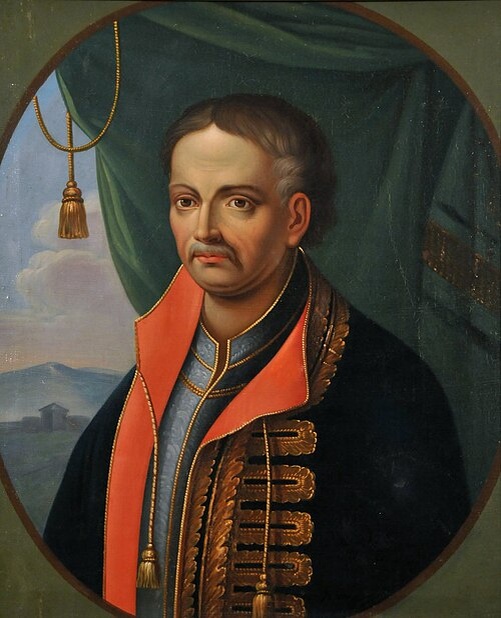 «Portrait of Ivan Mazepa» (in fact, a portrait painted after a modified engraving of the painting "Nalponiy Getman" by Ivan Nikitin), 1840s, Stepan Zemlyukov