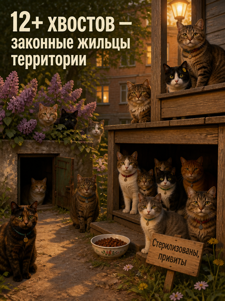 накомьтесь, герои сегодняшнего выпуска — 12+ полосатых, пушистых и чипированных. Живут легально, едят вкусно, спят в сарае. Завидуете