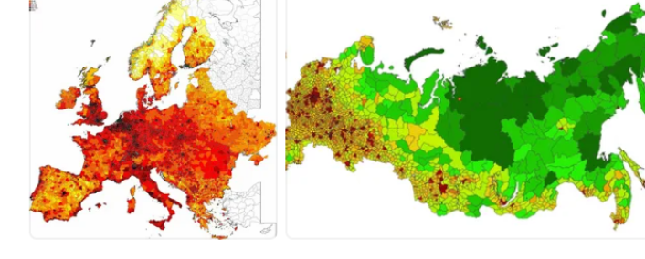 Плотность населения Европы и России