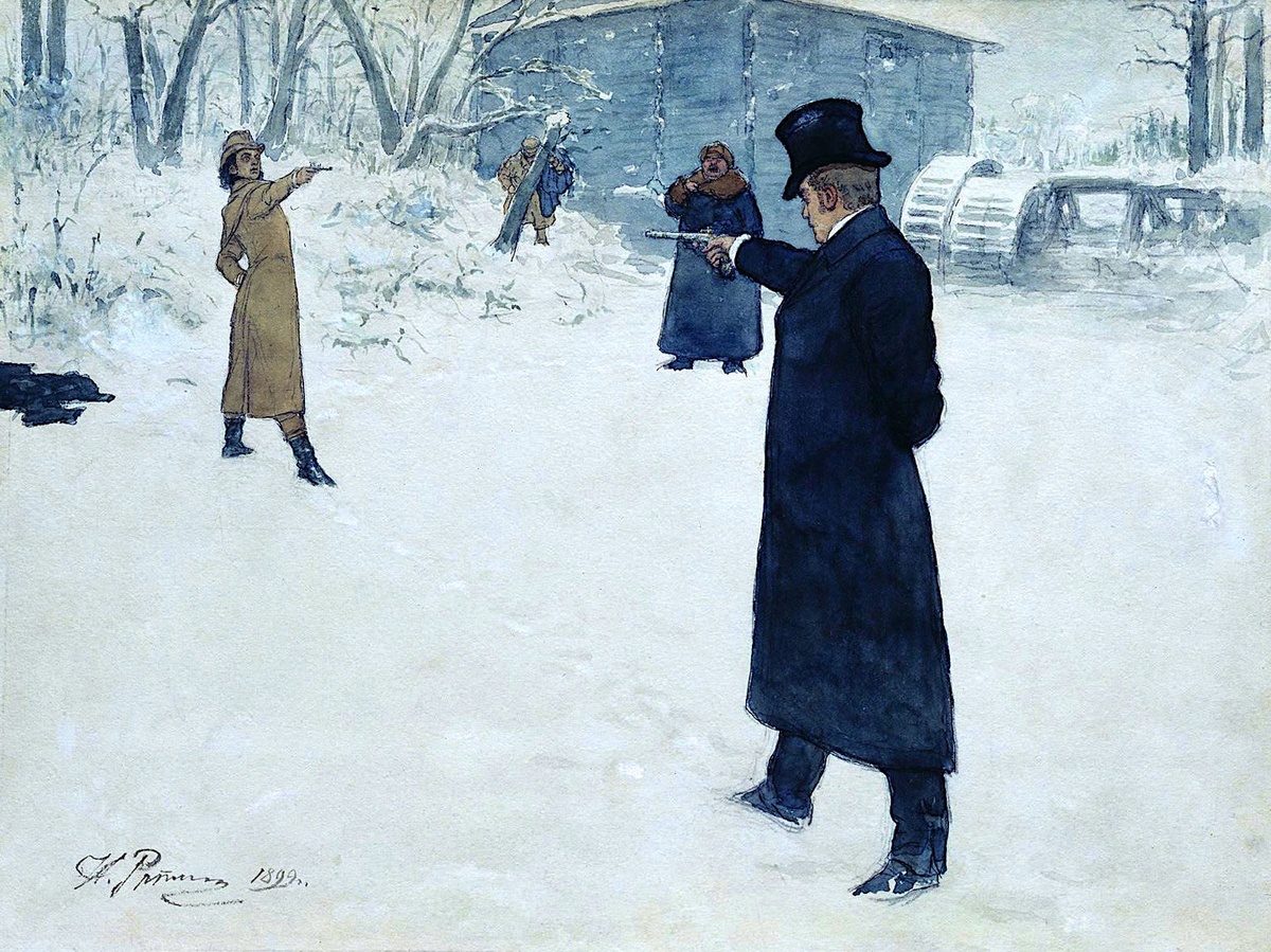    И.Е. Репин. Дуэль Евгения Онегина и Владимира Ленского. 1988 год. /И.Е. Репин / Википедия