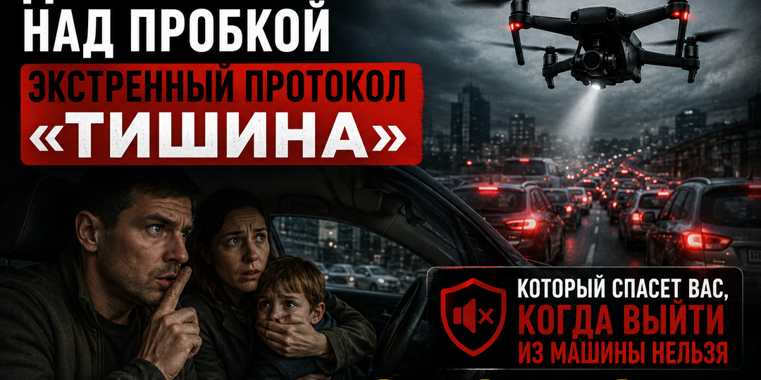 Дрон кружит над пробкой, а ребенок срывается на крик: экстренный протокол «Тишина», который спасет вас, когда выйти из машины нельзя.