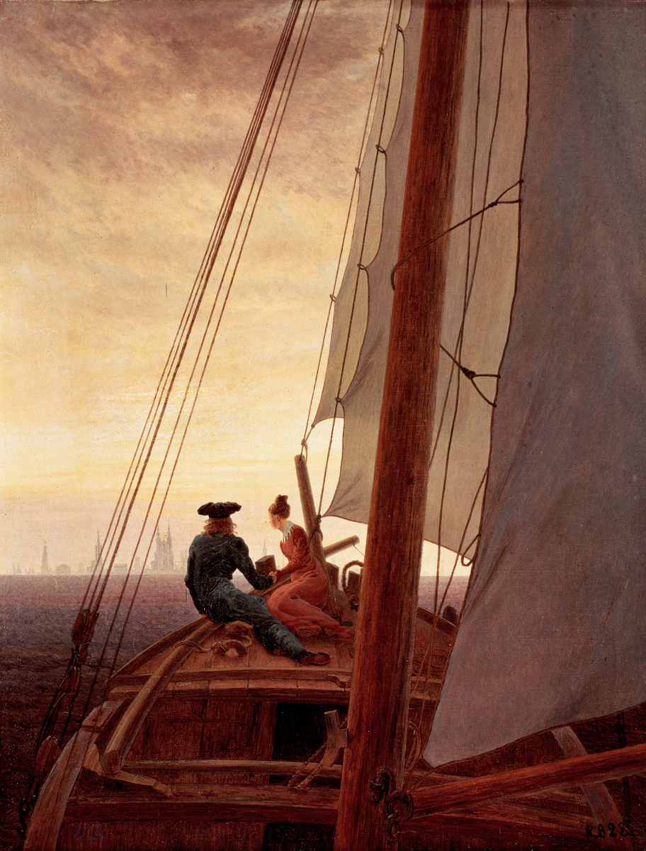 Каспар Давид Фридрих, «На паруснике», 1818—1820, холст, масло, 71 × 56 см, Государственный Эрмитаж, Санкт-Петербург