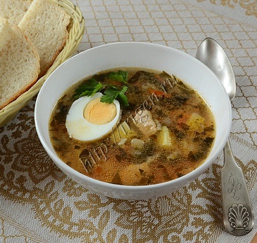 Суп с индейкой и щавелем