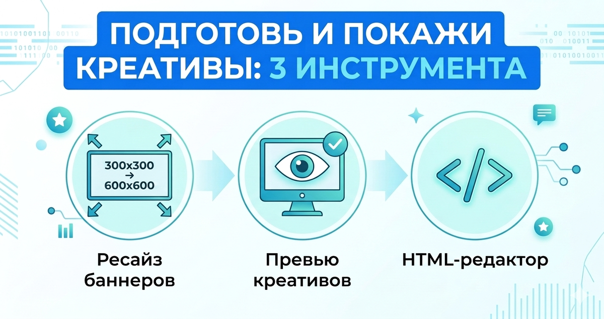 автоматический ресайз изображений, предпросмотр баннеров и HTML‑редактор