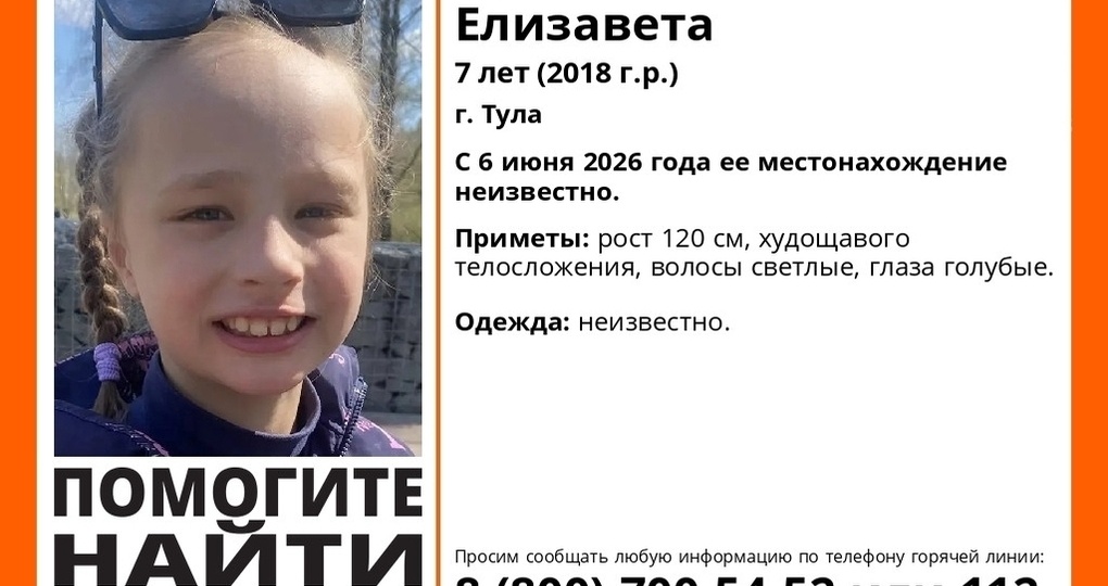 Волонтеры ищут пропавшую в Туле 7-летнюю девочку