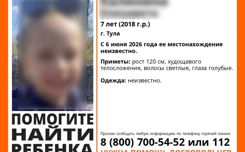 Поисковики «ЛизаАлерт» объявили розыск 7-летней девочки в Туле