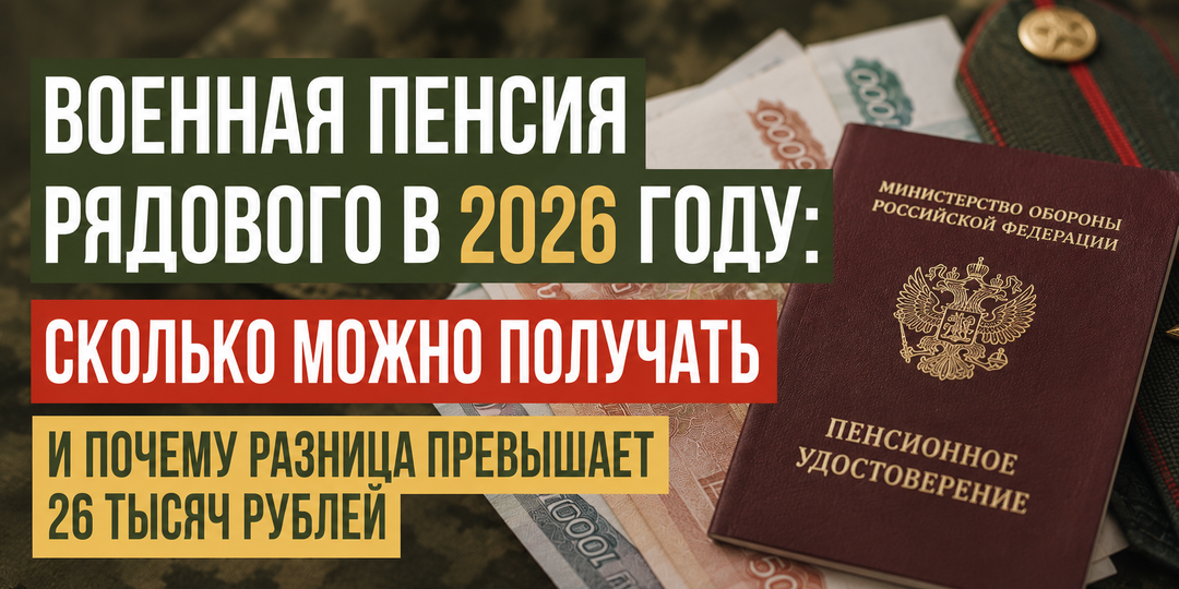 Военная пенсия рядового в 2026 году: сколько можно получать и почему разница превышает 26 тысяч рублей