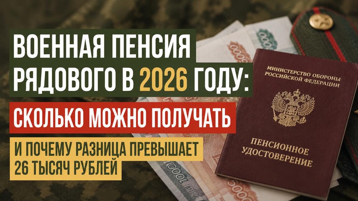 Военная пенсия рядового в 2026 году: сколько можно получать и почему разница превышает 26 тысяч рублей
