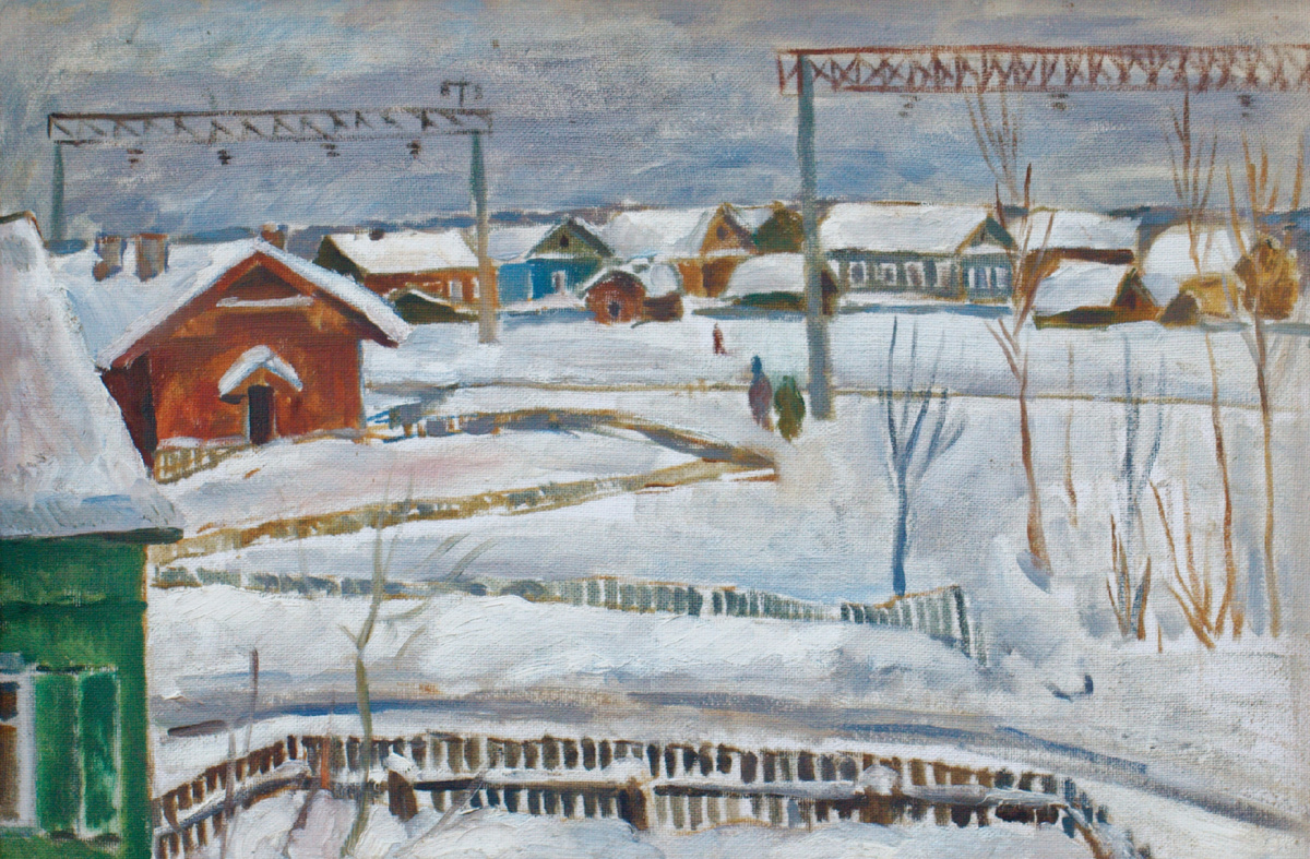Ил. 2. Пшизов Н.С. Ребровка. 
г. Кострома. 1973 г. ДВП, масло. 49,5х75 см.

