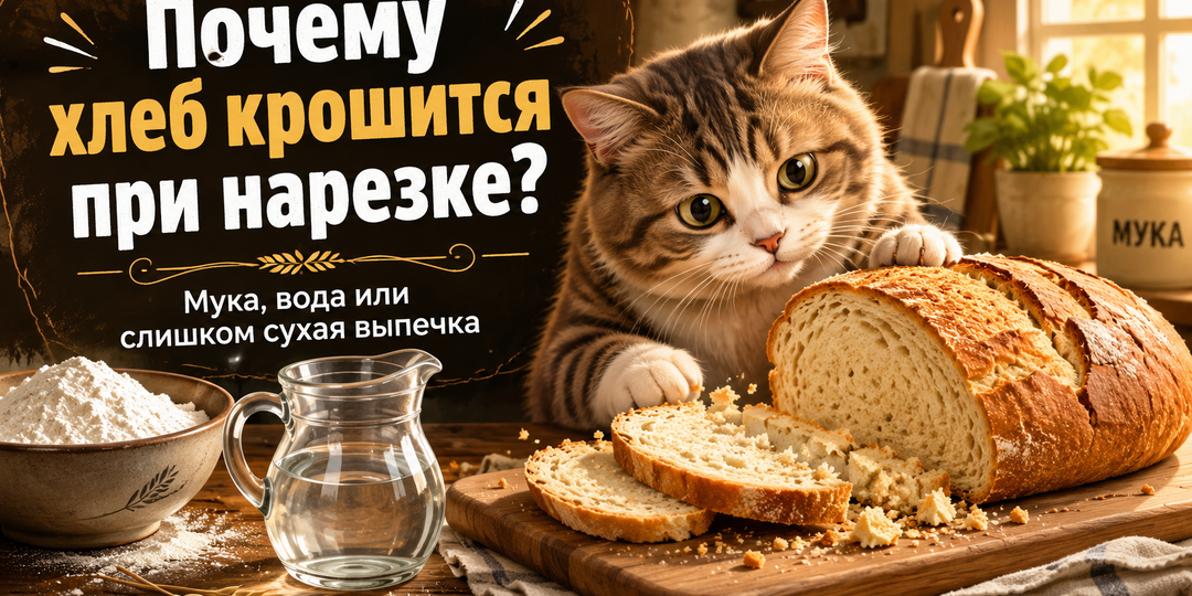 Почему хлеб крошится при нарезке: мука, вода или слишком сухая выпечка