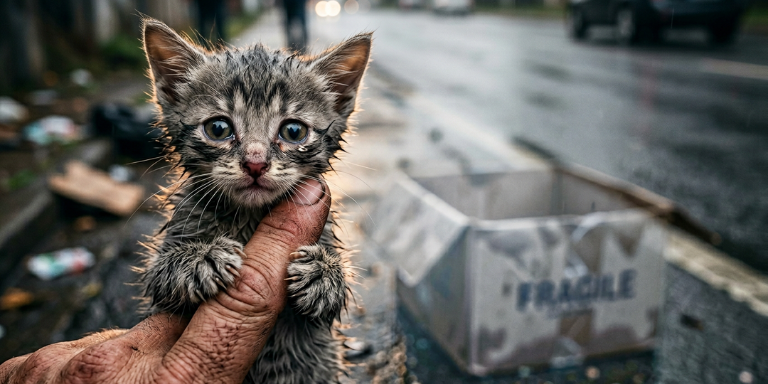 Хотели породистого котенка. А подобрали дворового в коробке