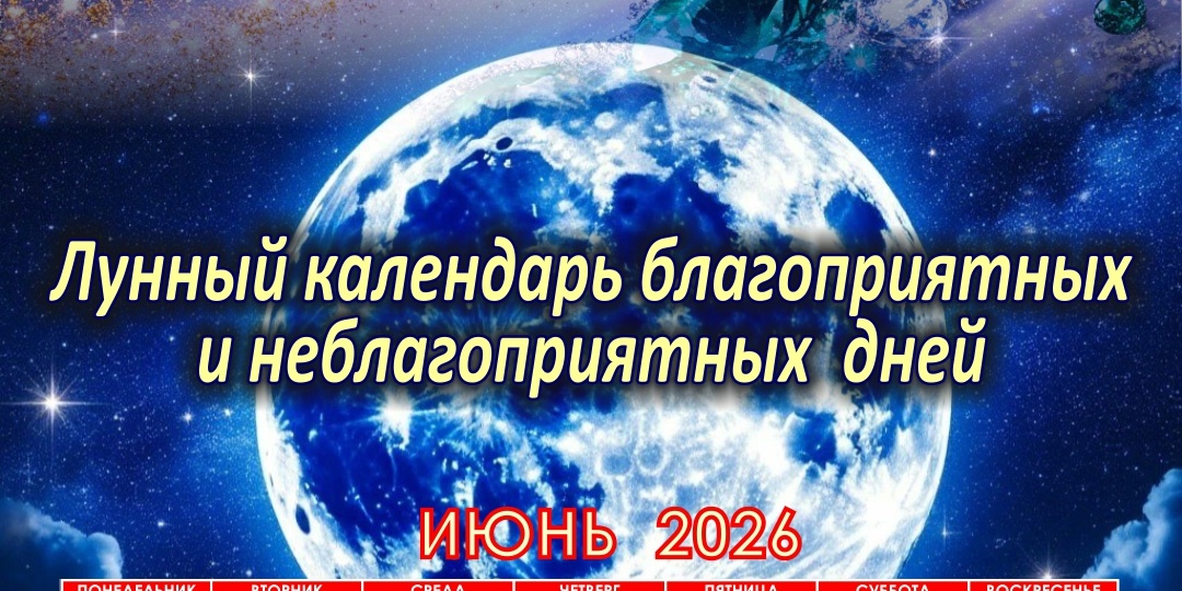 Лунный календарь самых благоприятных дней в июне 2026 г. для всех знаков зодиака