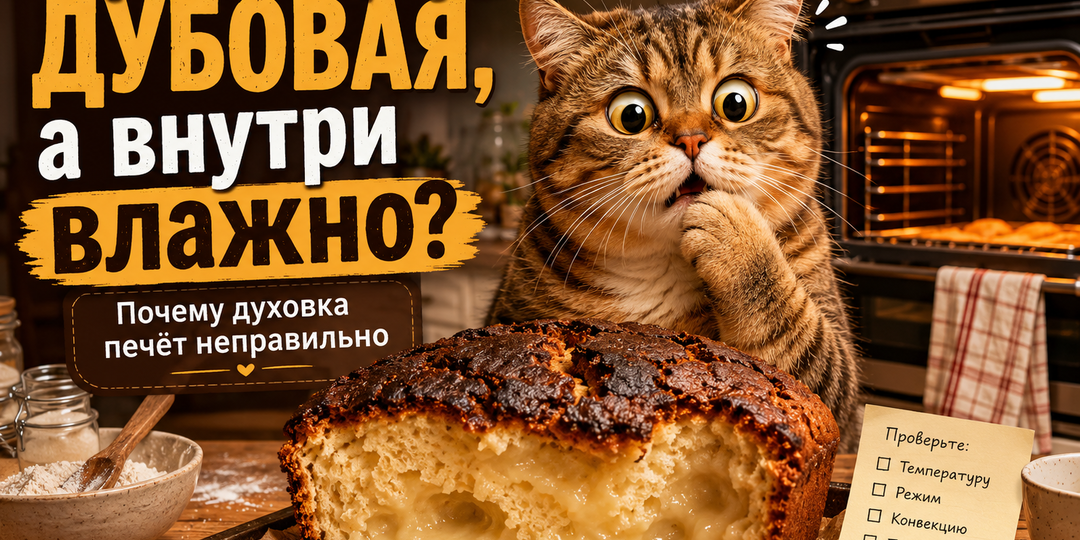 Корка сверху дубовая, а внутри влажно: почему духовка печёт неправильно