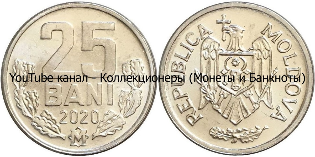 Монета 25 бань 2020 года. Молдова.
