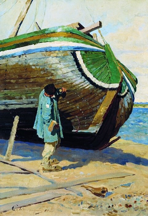 Сергей Арсеньевич Виноградов – Починка барки. Этюд. 1888