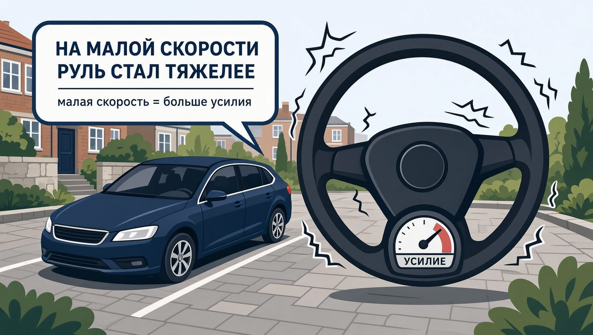 Повернул руль на парковке и понял, что он стал тяжелее обычного: что чаще всего виновато