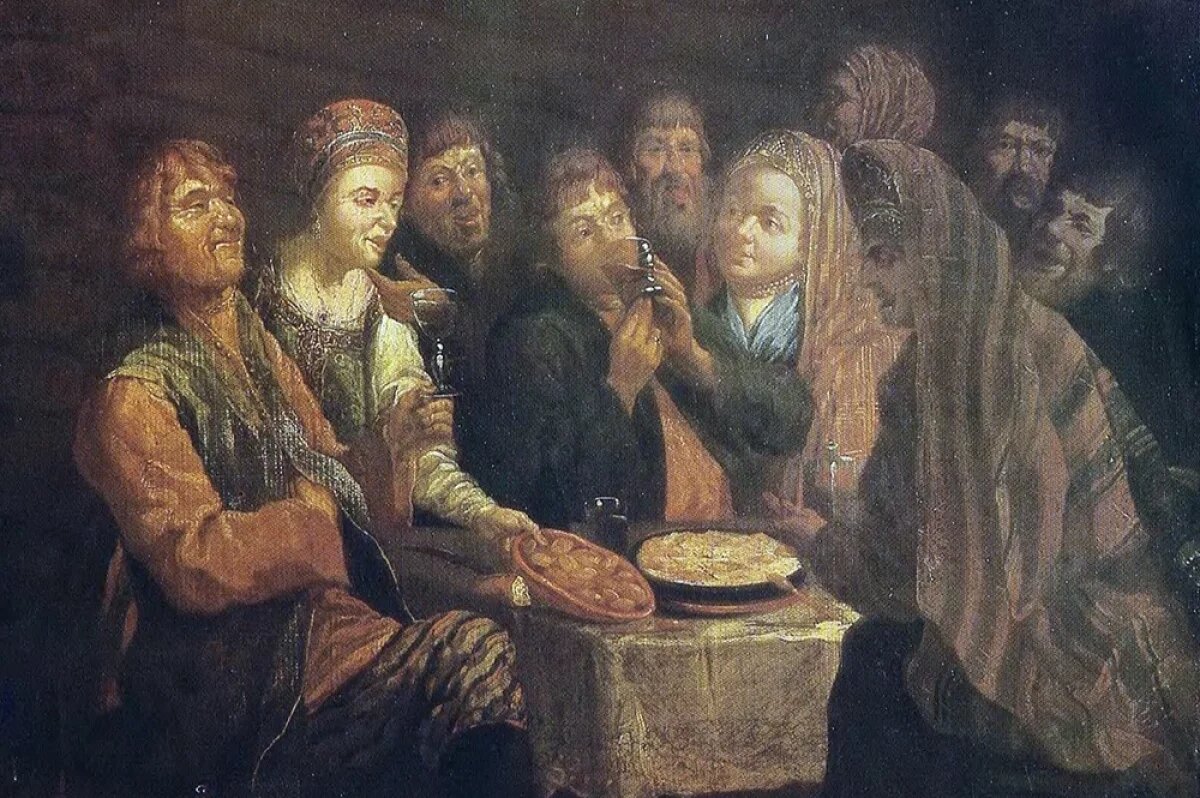    «Крестьянская пирушка. XVIII в.». Художник Александр Иванович Вишняков