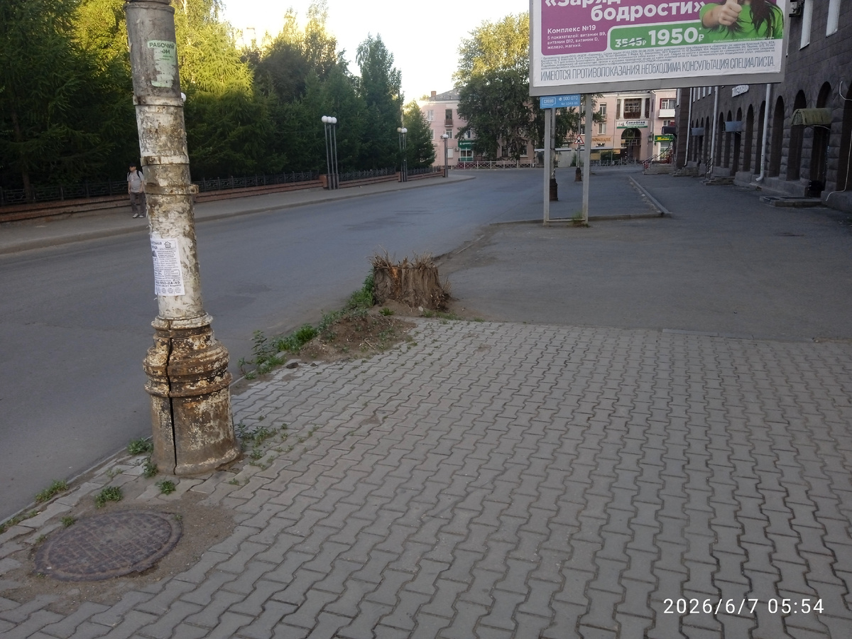 г.Омск  Серова 13   куча мусора и пень (просто пень и мусор 2024г.)